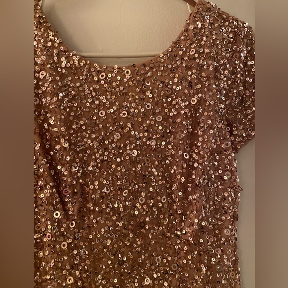 Adrianna Papell Rose Gold Sequin Sheath Dress 10 - Picture 3 of 8